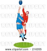 Clip Art of Retro Rugby Football Players in Action - 11 by Patrimonio