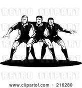 Clip Art of Retro Rugby Football Players in Action - 13 by Patrimonio