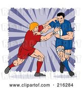 Clip Art of Retro Rugby Football Players in Action - 2 by Patrimonio