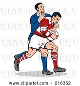 Clip Art of Retro Rugby Football Players in Action - 3 by Patrimonio