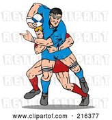 Clip Art of Retro Rugby Football Players in Action - 4 by Patrimonio