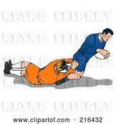 Clip Art of Retro Rugby Football Players in Action - 7 by Patrimonio