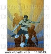 Clip Art of Retro Rugby Player Kicking, on Grunge by Patrimonio