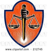 Clip Art of Retro Scales of Justice Logo by Patrimonio