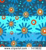 Clip Art of Retro Seamless Pattern Background of 60s Styled Blue Daisy Flowers by Prawny