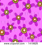 Clip Art of Retro Seamless Pattern Background of 60s Styled Daisy Flowers by Prawny