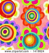 Clip Art of Retro Seamless Pattern Background of 60s Styled Daisy Flowers by Prawny