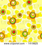 Clip Art of Retro Seamless Pattern Background of 60s Styled Yellow Daisy Flowers by Prawny