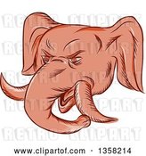Clip Art of Retro Sketched or Engraved Political Elephant Head by Patrimonio