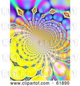 Clip Art of Retro Spiraling Funky Background of Colorful Fractals on Yellow by ShazamImages