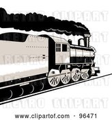 Clip Art of Retro Steam Locomotive from a Rear Side Angle by Patrimonio