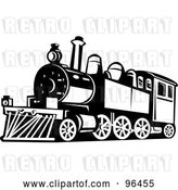 Clip Art of Retro Steam Train from a Front Side Angle by Patrimonio