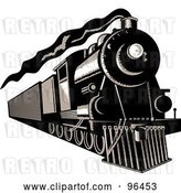 Clip Art of Retro Steam Train Moving Forward by Patrimonio