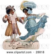 Clip Art of Retro Valentine of a Romantic Black Couple in Beautiful Clothing, Ballroom Dancing, Circa 1890 by OldPixels