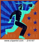Clip Art of Retro Waitor Running to Deliver Coffee - 1 by Patrimonio