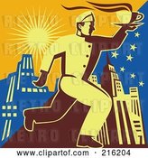 Clip Art of Retro Waitor Running to Deliver Coffee - 2 by Patrimonio