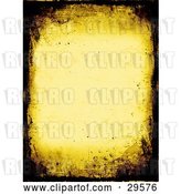 Clip Art of Retro Yellow Stationery Background Bordered with Dark Brown Grunge Textures by KJ Pargeter
