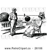 Clipart of a Retro Couple on a Patio by Prawny Vintage