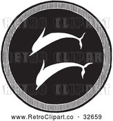 Clipart of a Retro Greek Dolphin Shield by Picsburg