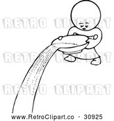 Clipart of a Retro Kid Character Pouring Water from Bowl by Prawny Vintage