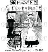 Clipart of a Retro Maid Serving a Woman at Home Economics by Prawny Vintage