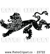 Clipart of a Retro Male Lion Running by Prawny Vintage