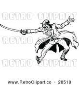 Clipart of a Retro Man Sword Fighting by Prawny Vintage