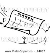 Clipart of a Retro March Calendar with Music Notes by Prawny Vintage
