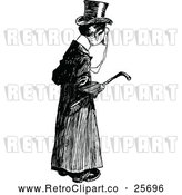Clipart of a Retro Posh Man Carrying a Cane by Prawny Vintage