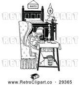 Clipart of a Retro Woman Writing Letter in Bedroom by Prawny Vintage