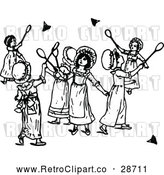 Clipart of Retro Girls Playing Badminton by Prawny Vintage