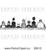 Clipart of Retro Men Seated Side by Side by Prawny Vintage