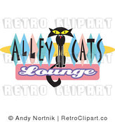 Royalty Free Retro Vector Clip Art of a Alley Cats Lounge Sign by Andy Nortnik