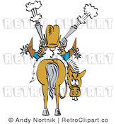 Royalty Free Retro Vector Clip Art of a Backwards Cowboy by Andy Nortnik