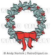 Royalty Free Retro Vector Clip Art of a Christmas Wreath by Andy Nortnik