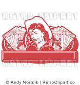 Royalty Free Retro Vector Clip Art of a Cowgirl Casino Banner by Andy Nortnik