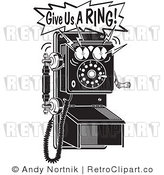 Royalty Free Retro Vector Clip Art of a Give Us a Ring Telephone by Andy Nortnik