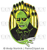 Royalty Free Retro Vector Clip Art of a Green Phantom of the Opera by Andy Nortnik
