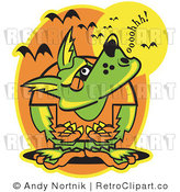Royalty Free Retro Vector Clip Art of a Howling Werewolf by Andy Nortnik