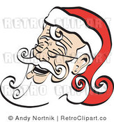 Royalty Free Retro Vector Clip Art of a Laughing Santa by Andy Nortnik