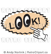 Royalty Free Retro Vector Clip Art of a Look Sign by Andy Nortnik