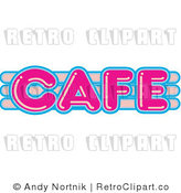 Royalty Free Retro Vector Clip Art of a Neon Cafe Sign by Andy Nortnik