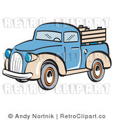 Royalty Free Retro Vector Clip Art of a Pickup Truck by Andy Nortnik