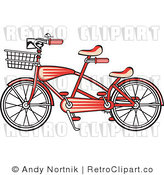 Royalty Free Retro Vector Clip Art of a Red Tandem Bike by Andy Nortnik