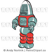 Royalty Free Retro Vector Clip Art of a Robot by Andy Nortnik