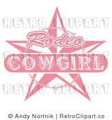 Royalty Free Retro Vector Clip Art of a Rodeo Cowgirl Sign by Andy Nortnik