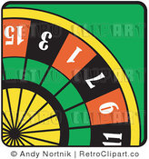 Royalty Free Retro Vector Clip Art of a Roulette Wheel by Andy Nortnik