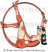 Royalty Free Retro Vector Clip Art of a She Devil Holding Her Tail by Andy Nortnik