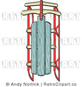 Royalty Free Retro Vector Clip Art of a Sled by Andy Nortnik