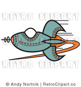 Royalty Free Retro Vector Clip Art of a Space Rocket by Andy Nortnik